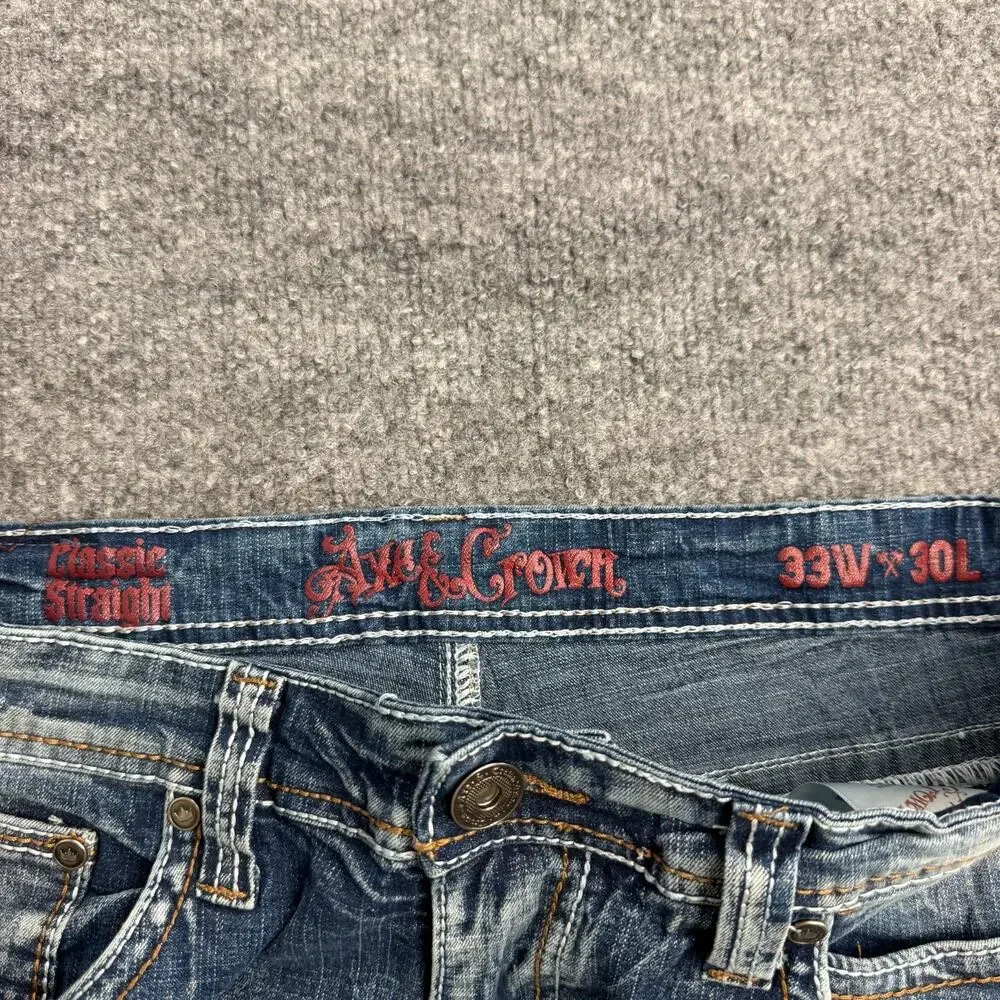 Axe & Crown Classic Straight Jeans Men's 33x30 Y2K Distressed Faded Denim